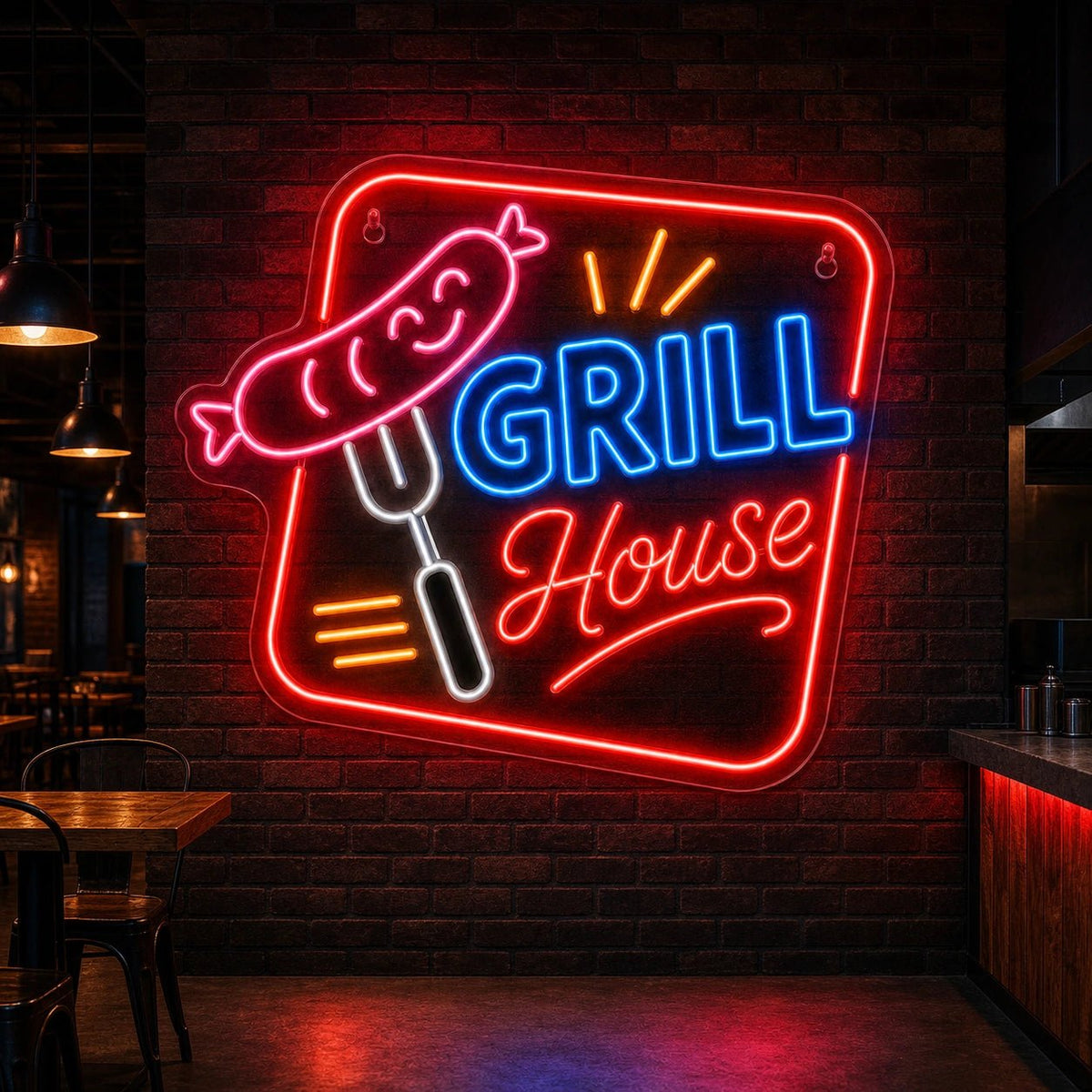 Grill House BBQ LED Neon Sign Man Cave Neon Sign - Shineneon