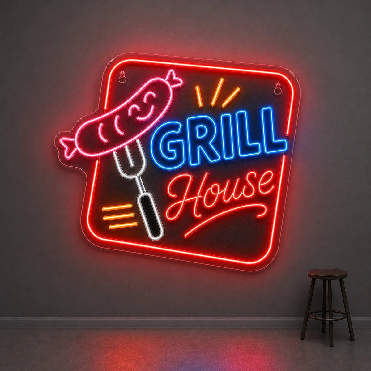 Grill House BBQ LED Neon Sign Man Cave Neon Sign - Shineneon