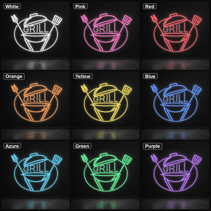 Grill Kettle Tools LED Neon Sign Man Cave Neon Sign color grid
