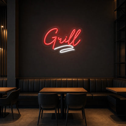 Grill Script LED Neon Sign Home Garage Wall Decoration size image