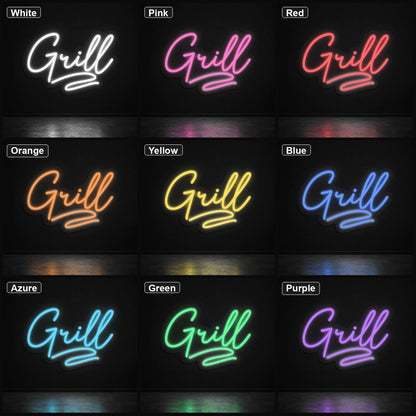 Grill Script LED Neon Sign Man Cave Neon Sign color grid