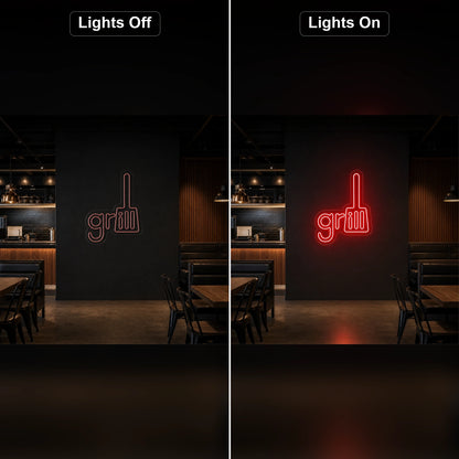 Grill Spatula LED Neon Sign Home Garage Wall Decoration day and night comparison
