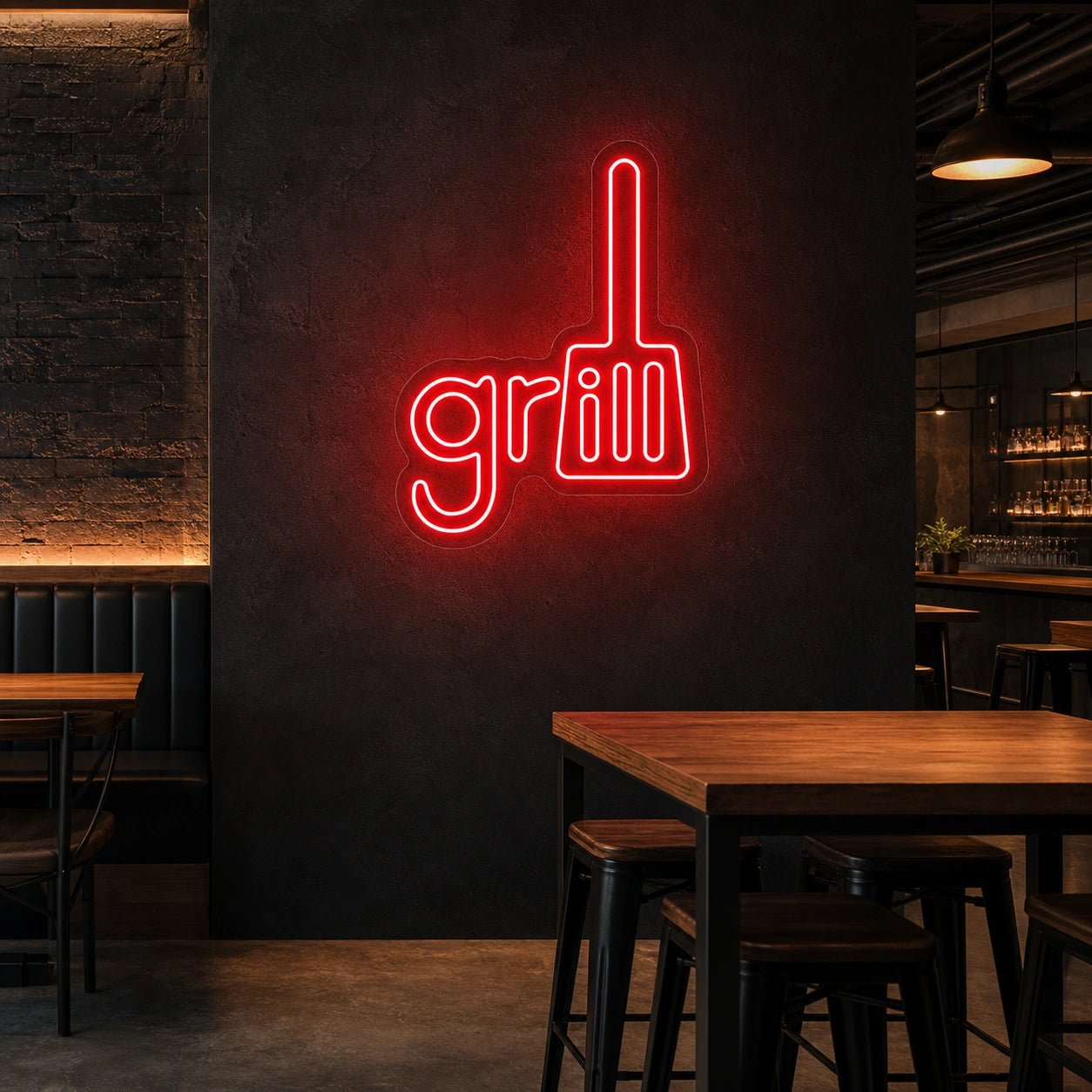 Grill Spatula LED Neon Sign Home Garage Wall Decoration - Shineneon