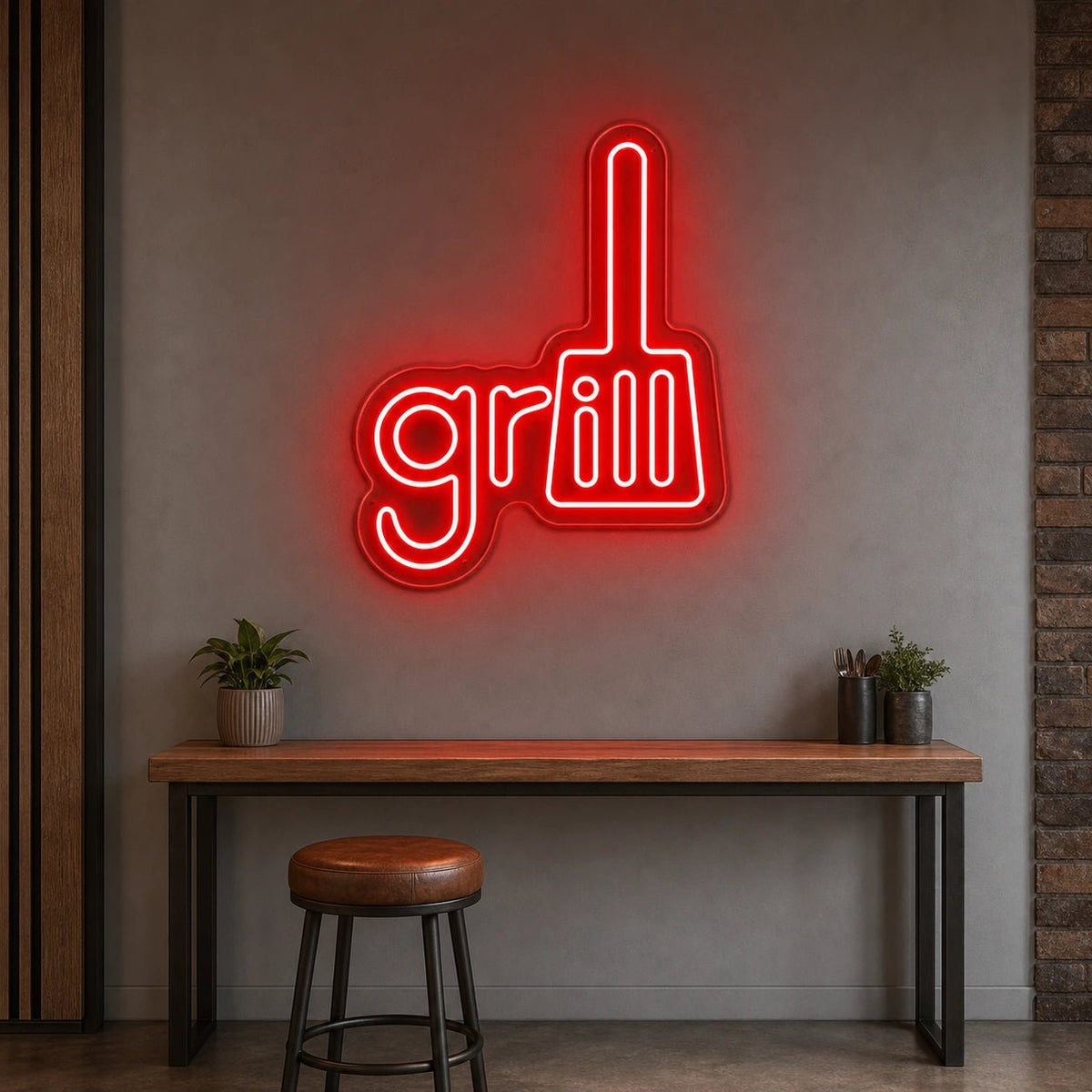 Grill Spatula LED Neon Sign Man Cave Neon Sign - Shineneon