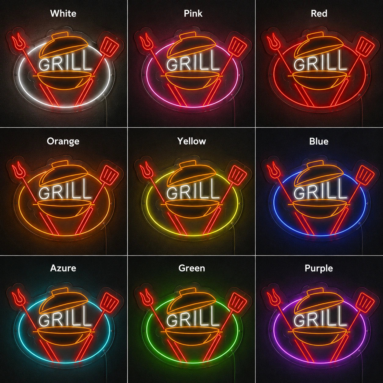 Grill Spatulas Neon Sign LED Neon Sign color grid