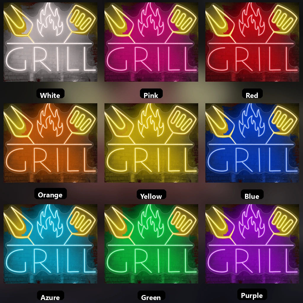 Grill Wall Decor LED Neon Sign - 05 Color Grid