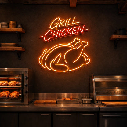 Grilled Chicken LED Neon Sign real lifestyle scene