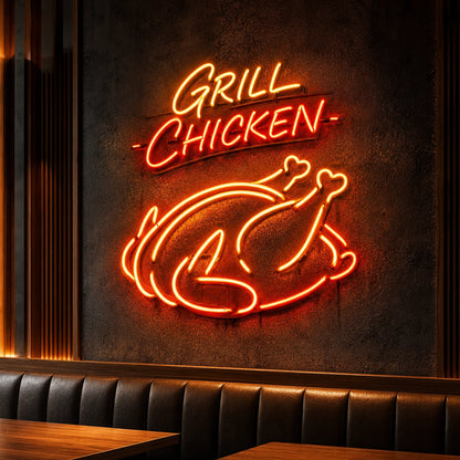 Grilled Chicken LED Neon Sign Home Garage Wall Decoration high-converting product image