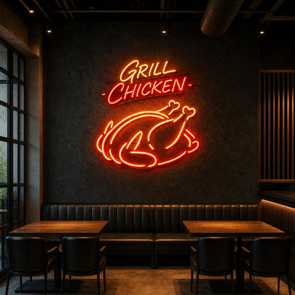 Grilled Chicken LED Neon Sign Home Garage Wall Decoration size image