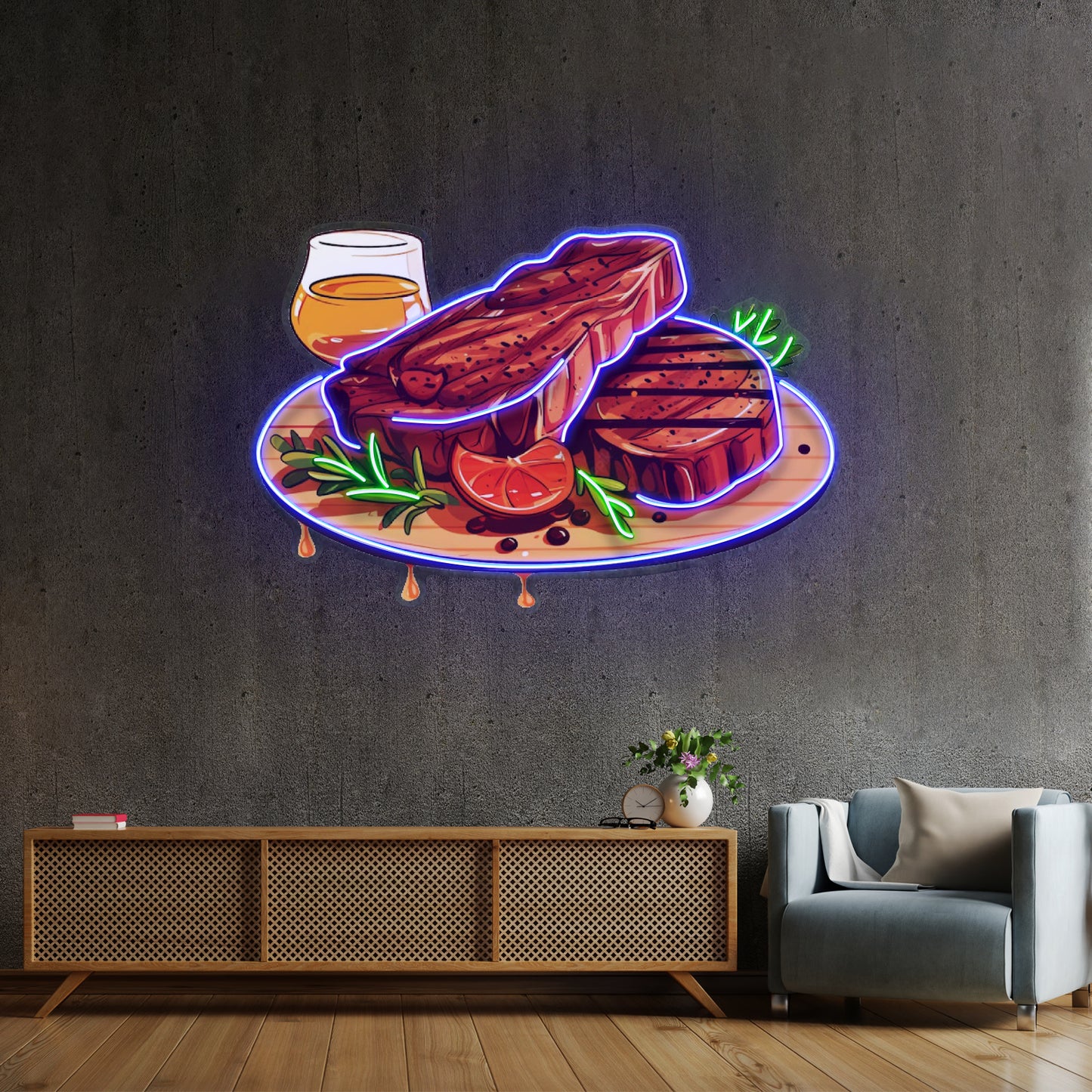 Grilled Meat Isolated Led Neon Sign Light Custom Led Signs