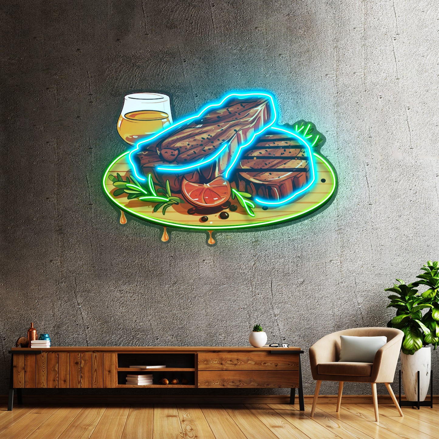 Grilled Meat Isolated Led Neon Sign Light Custom Led Signs