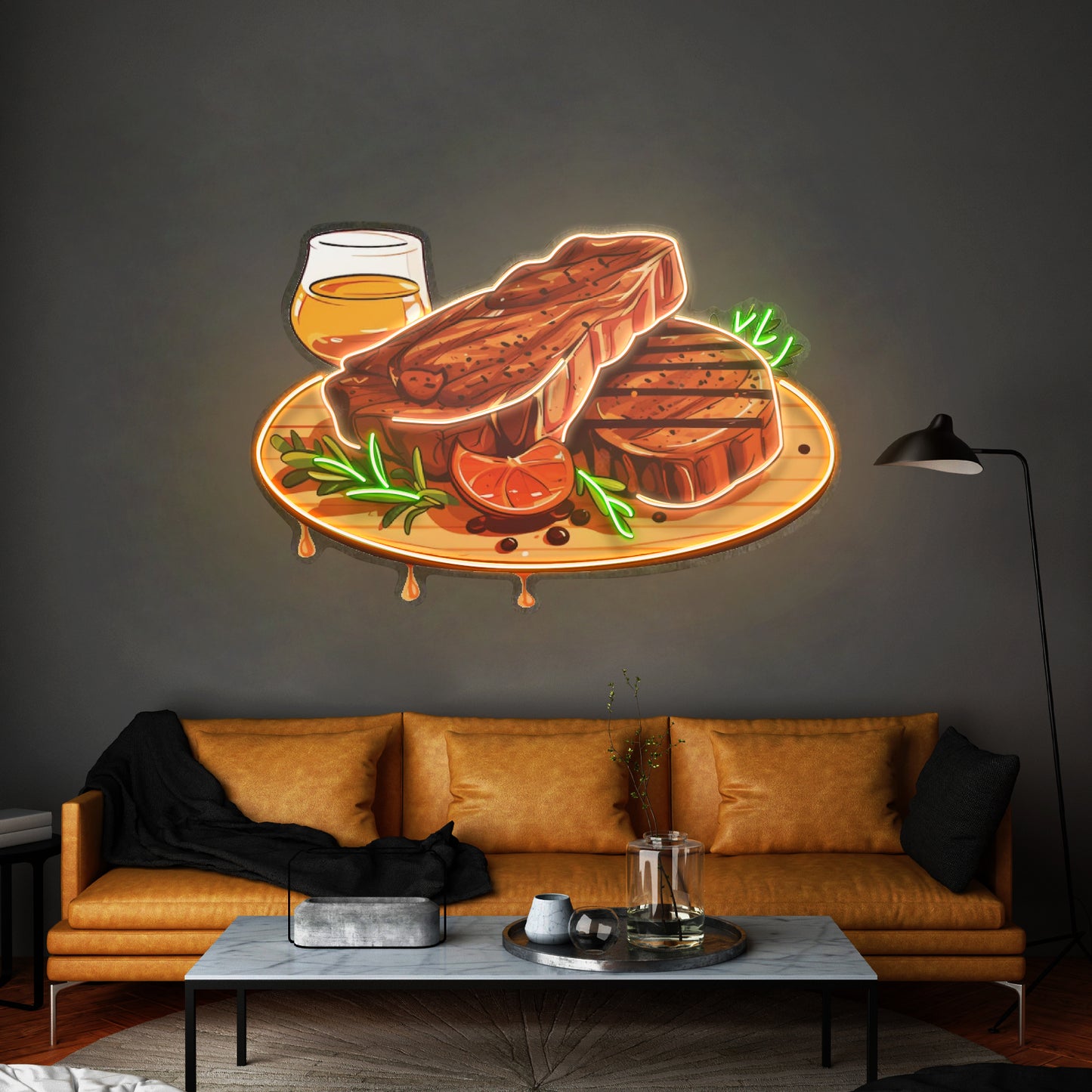 Grilled Meat Isolated Led Neon Sign Light Custom Led Signs