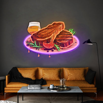 Grilled Meat Isolated Led Neon Sign Light Custom Led Signs