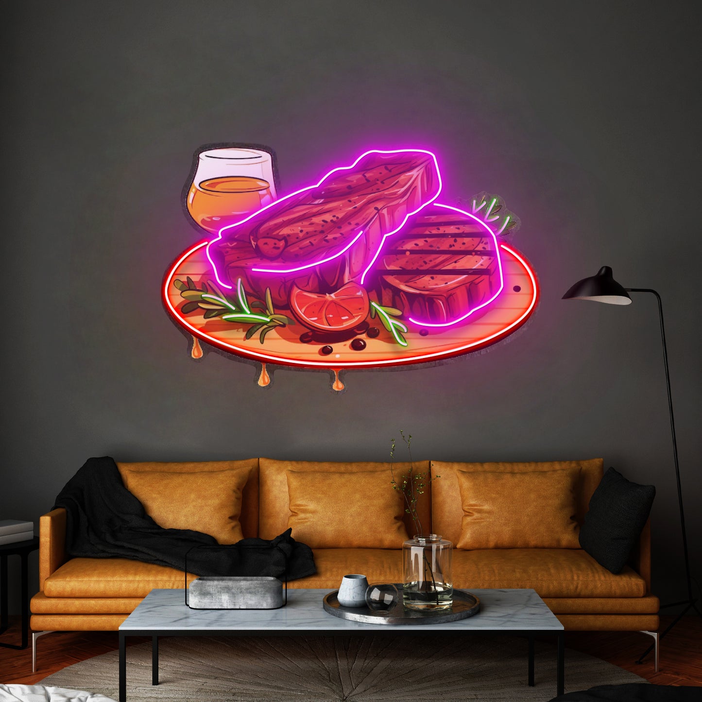 Grilled Meat Isolated Led Neon Sign Light Custom Led Signs