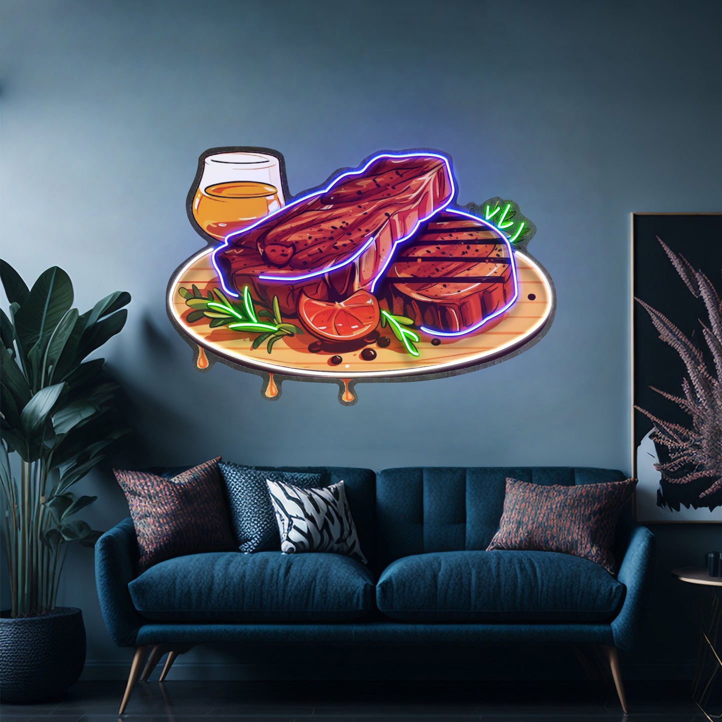 Grilled Meat Isolated Led Neon Sign Light Custom Led Signs