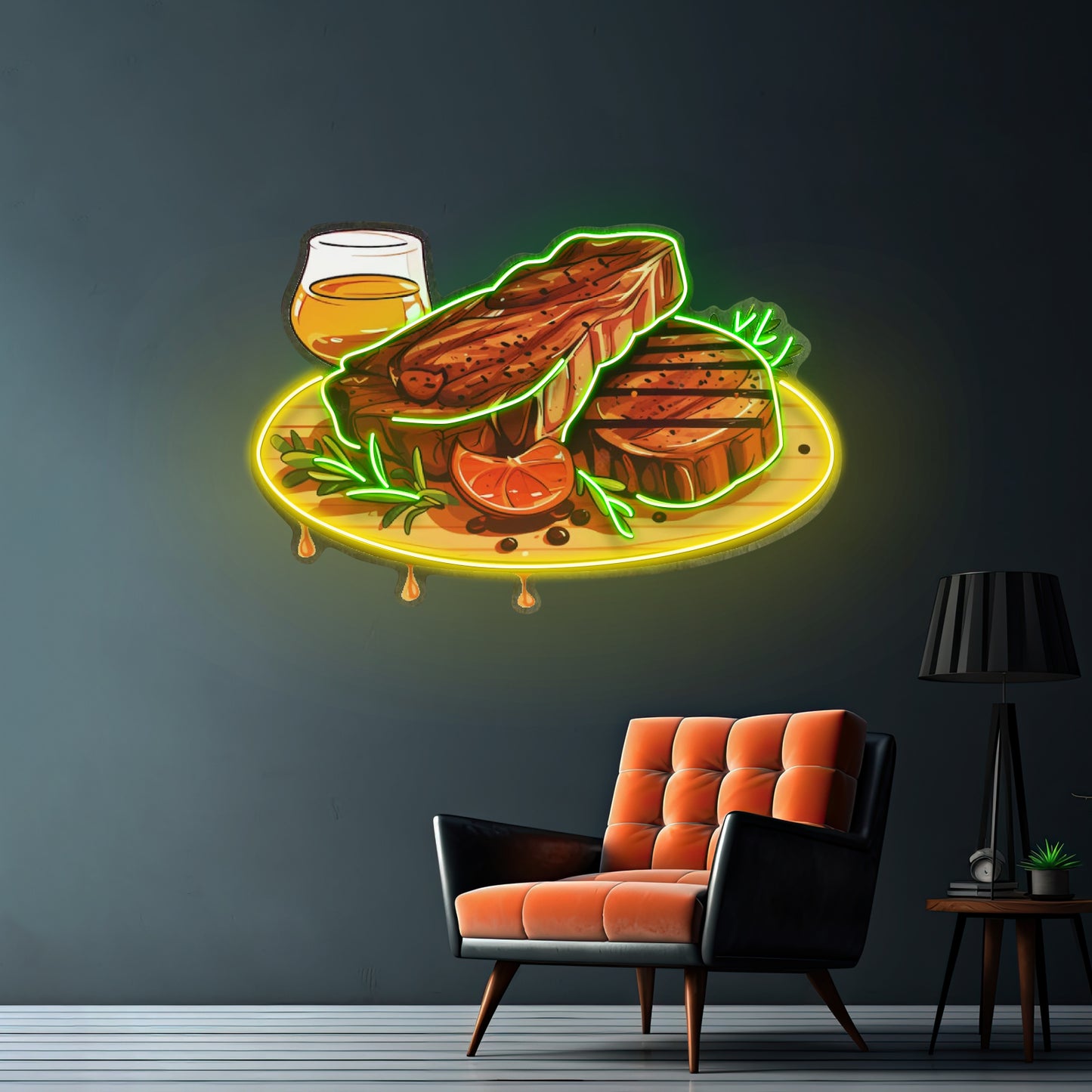 Grilled Meat Isolated Led Neon Sign Light Custom Led Signs