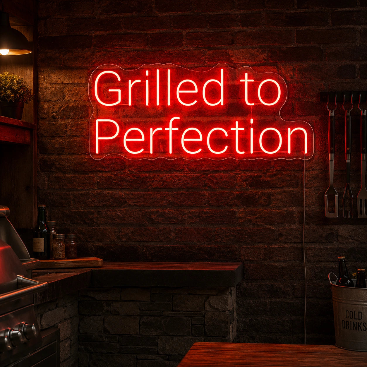 Grilled To Perfection Neon Sign LED Neon Sign real lifestyle scene
