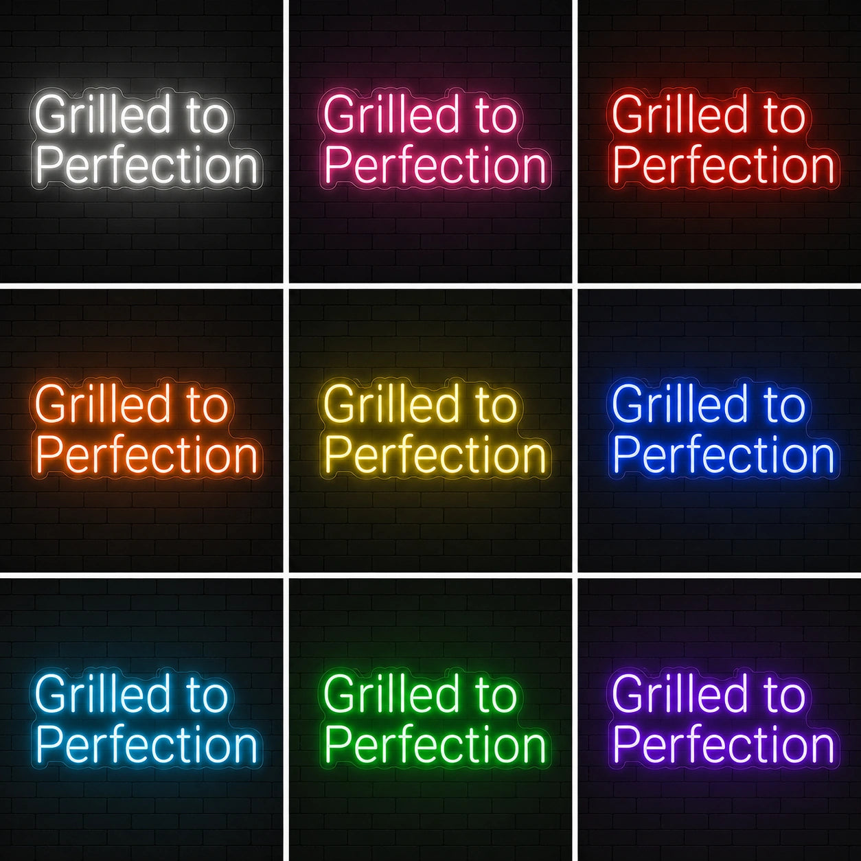 Grilled To Perfection Neon Sign LED Neon Sign color grid