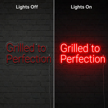 Grilled To Perfection Neon Sign LED Neon Sign day and night comparison