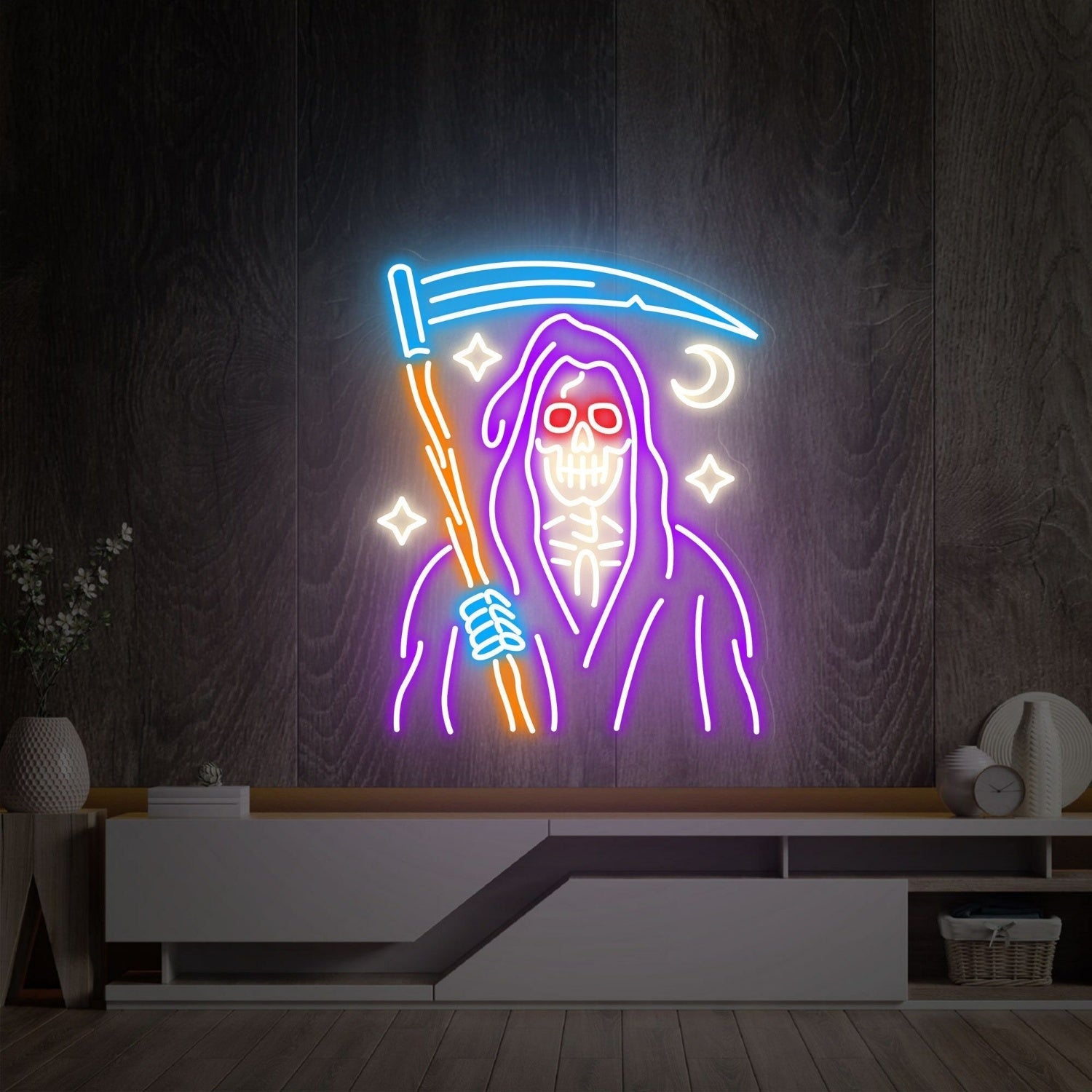 Grim Reaper Skeleton Led Neon Sign Home Decor - Shineneon