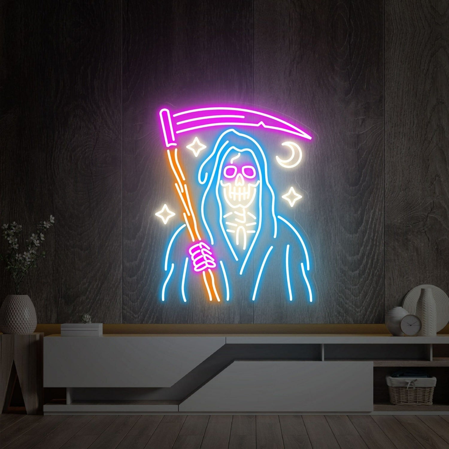 Grim Reaper Skeleton Led Neon Sign Home Decor - Shineneon