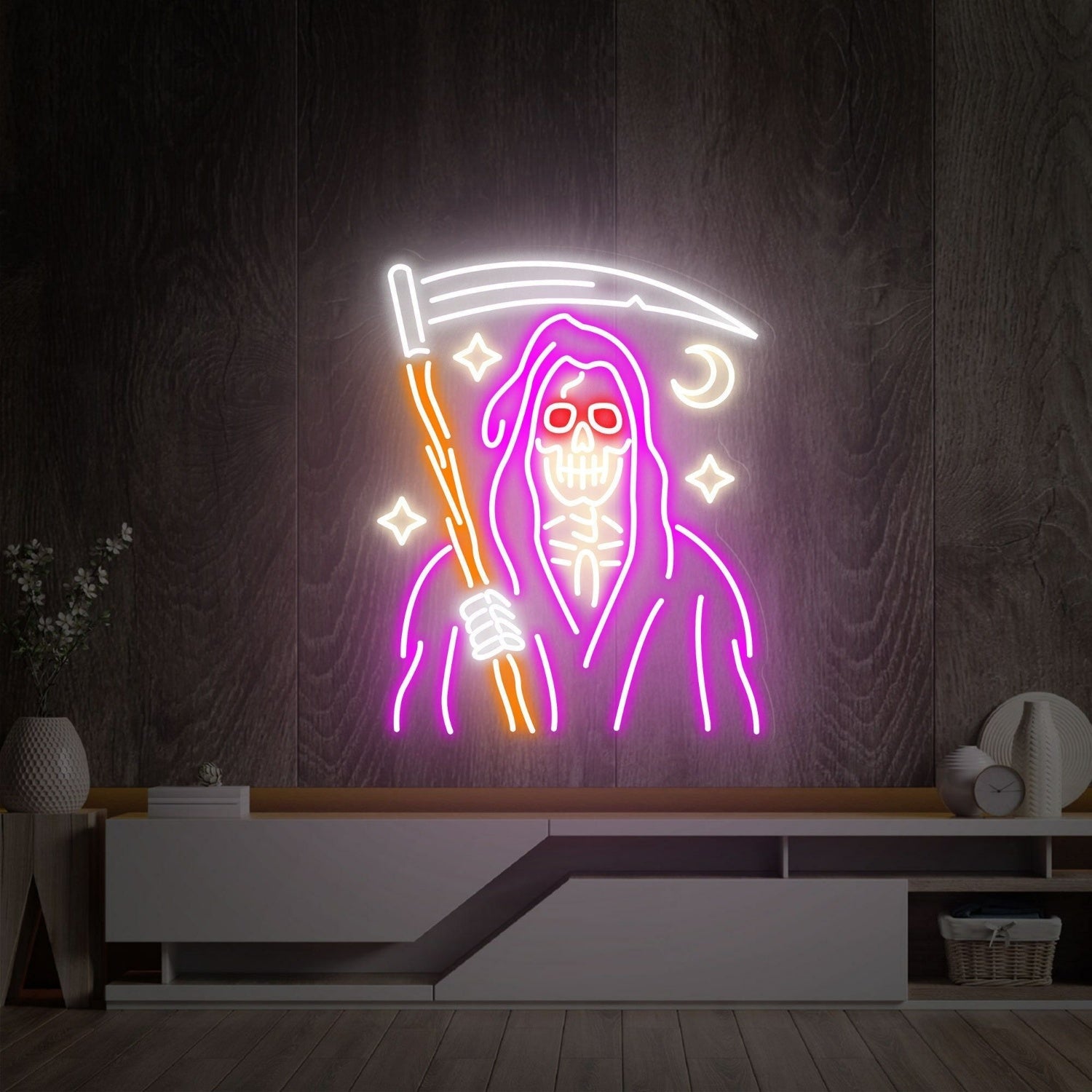 Grim Reaper Skeleton Led Neon Sign Home Decor - Shineneon