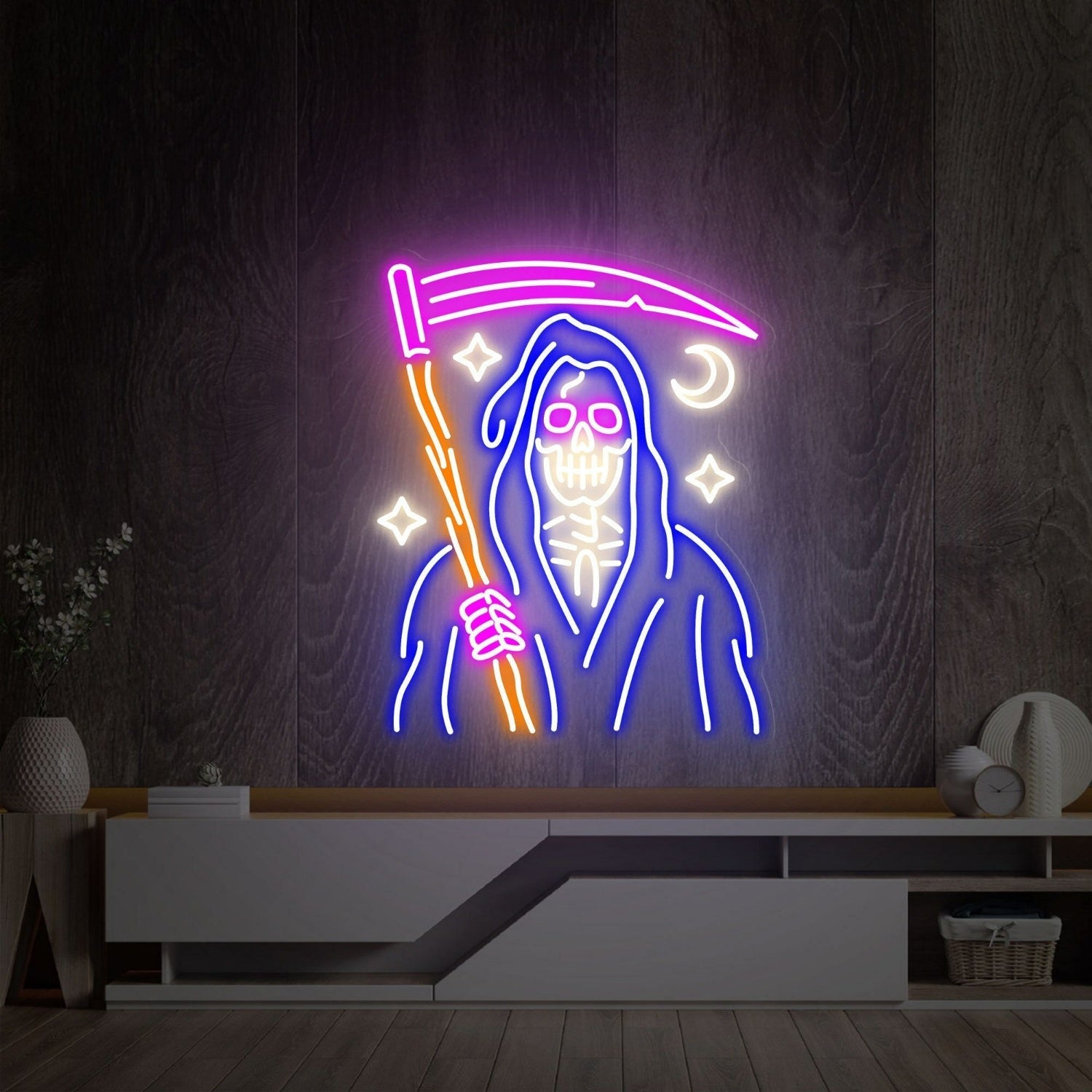 Grim Reaper Skeleton Led Neon Sign Home Decor - Shineneon