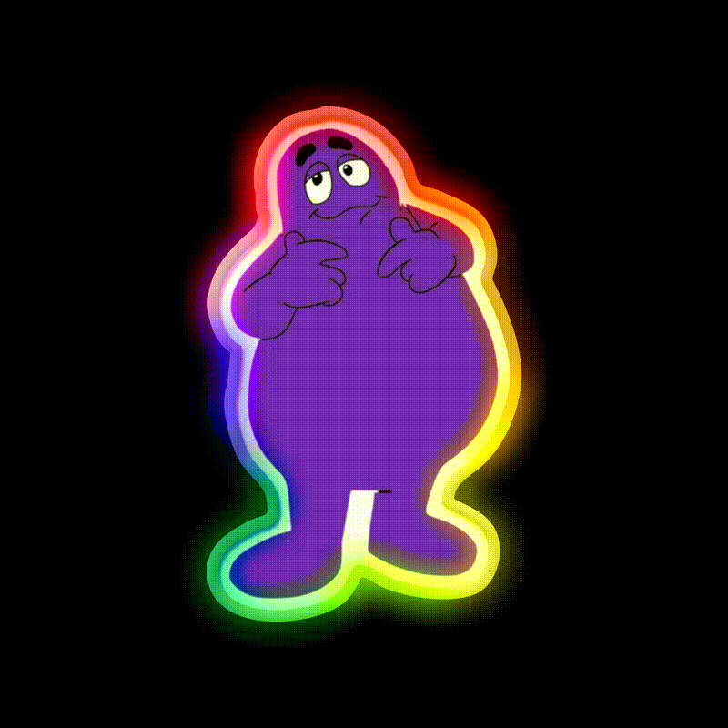 Grimace Fast Food Led Neon Sign For Burger Place Rgb Color