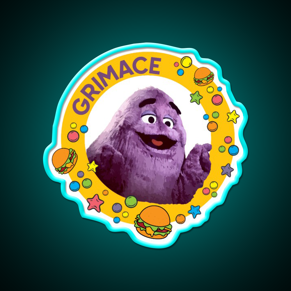 Grimace Fast Food Led Neon Sign For Burger Place Wall Art Rgb Color