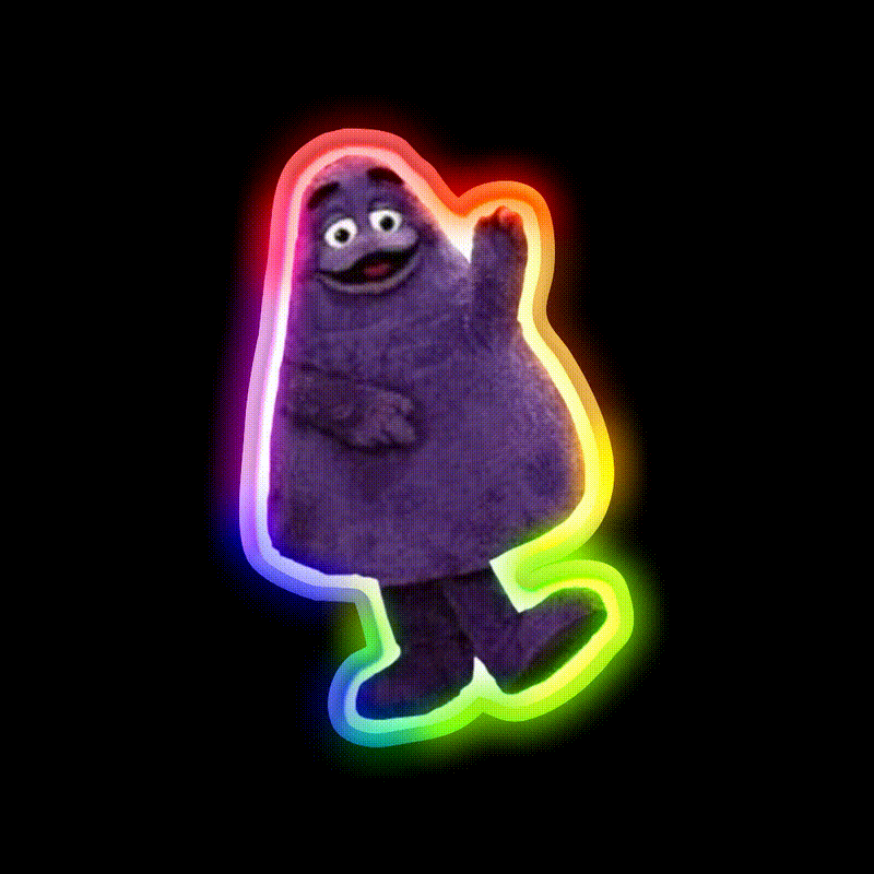 Grimace Mcdonalds Fast Food Led Neon Sign For Burger Place Rgb Color