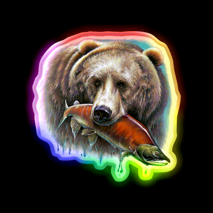 Grizzly Snack Food Led Neon Sign Rgb Color - LED neon sign close-up detail