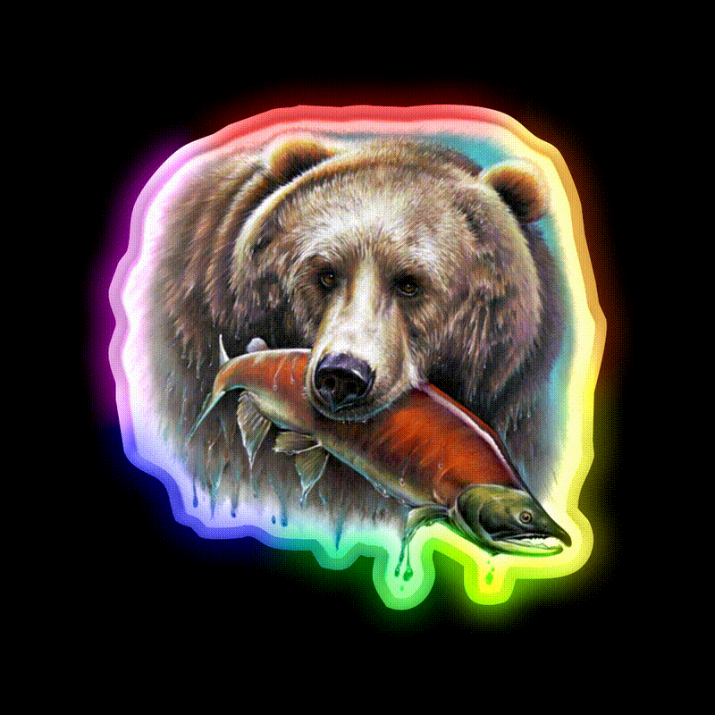 Grizzly Snack Food Led Neon Sign Rgb Color - LED neon sign close-up detail