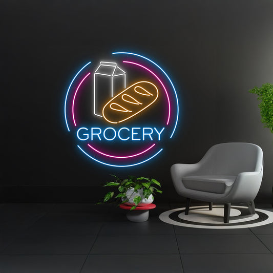 Grocery Store Neon Light Wall Art Signboard