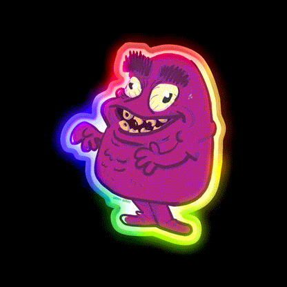 Grody Grimace 01 Fast Food Led Neon Sign For Burger Place Rgb Color