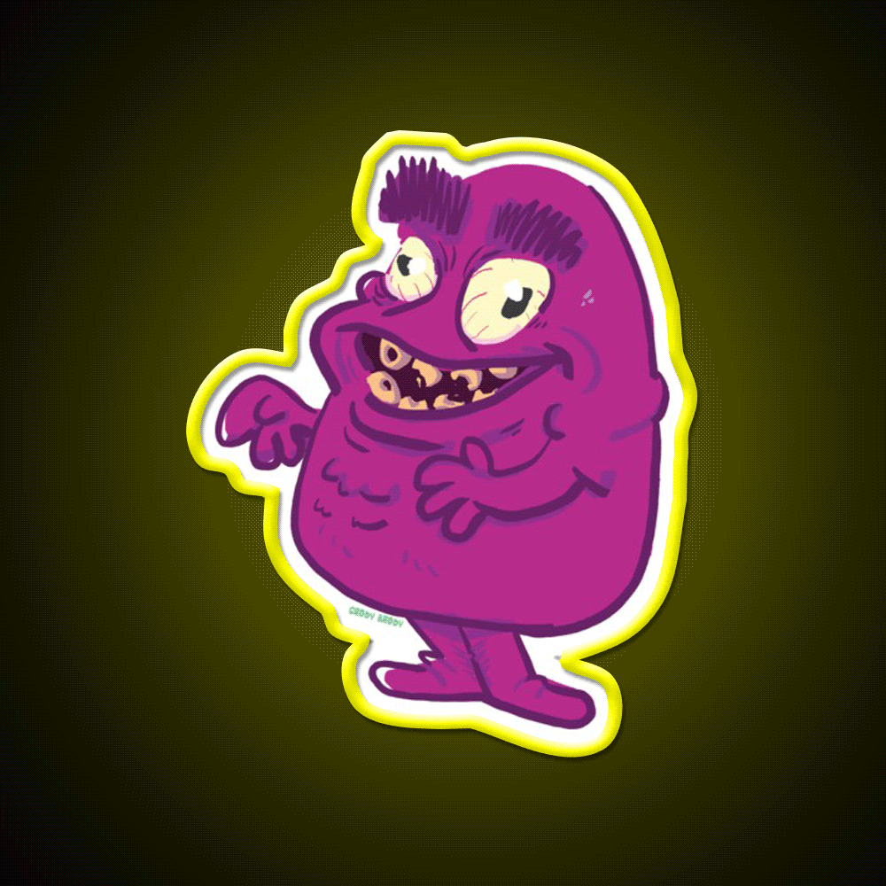 Grody Grimace 01 Fast Food Led Neon Sign For Burger Place Rgb Color