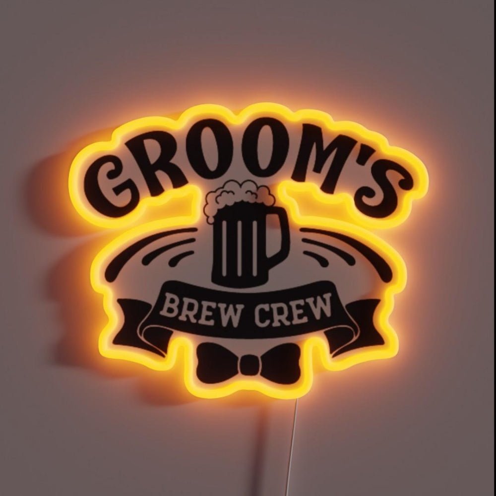 Groomsbrew Crew Funny Group Beer Drinking Team Rgb Led Neon Sign - Shineneon