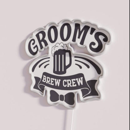 Groomsbrew Crew Funny Group Beer Drinking Team Rgb Led Neon Sign - Shineneon