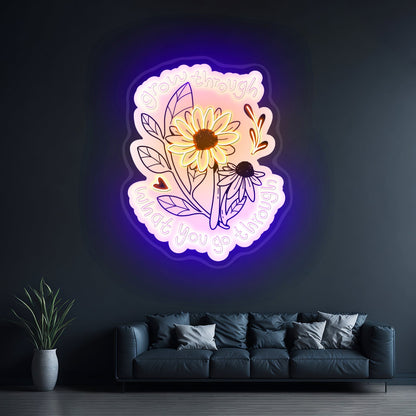Grow Through What You Go Through Flowers Led Signs For Room - Shineneon