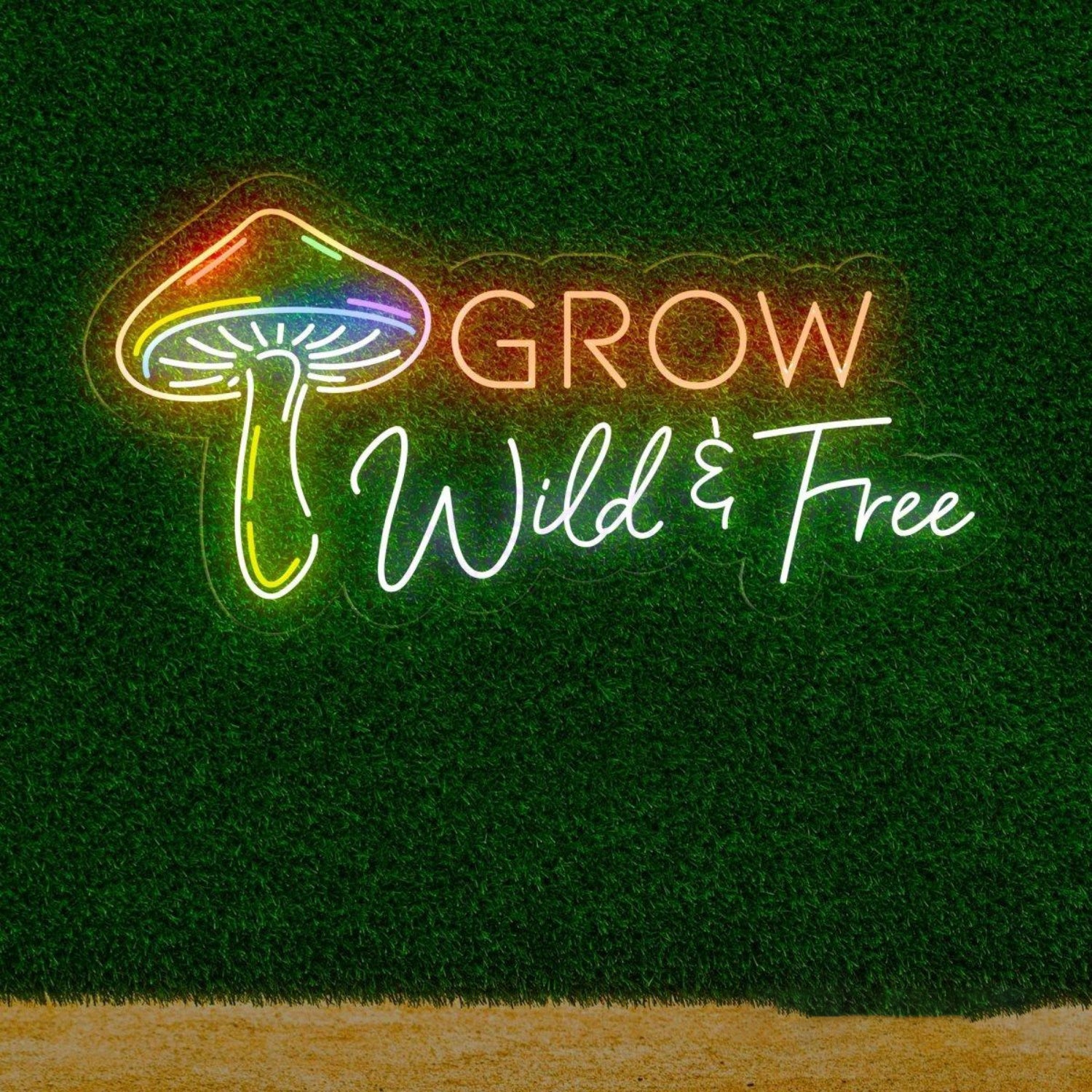 Grow Wild Free Rainbow Mushroom Led Neon Sign Home Wall Decor | Shineneon