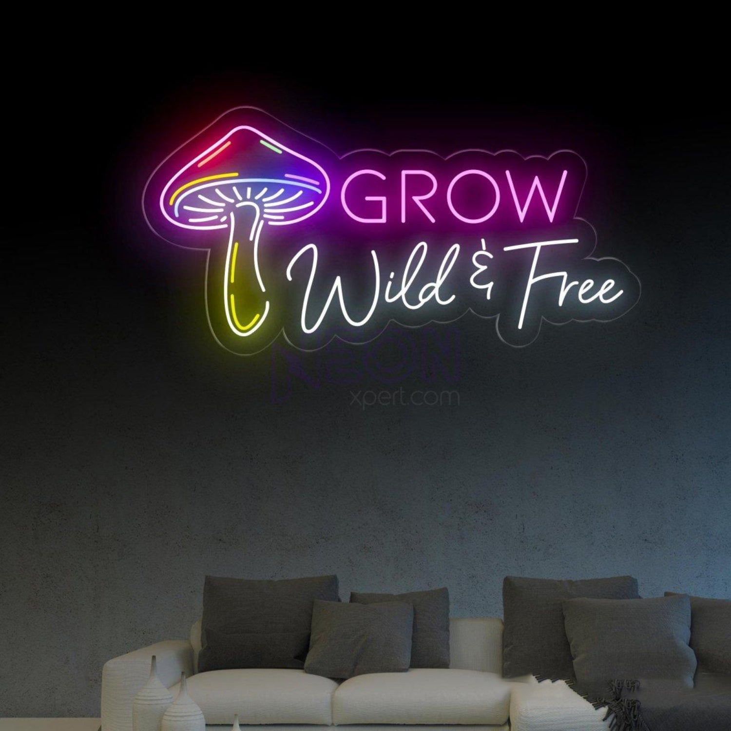 Grow Wild Free Rainbow Mushroom Led Neon Sign Home Wall Decor | Shineneon
