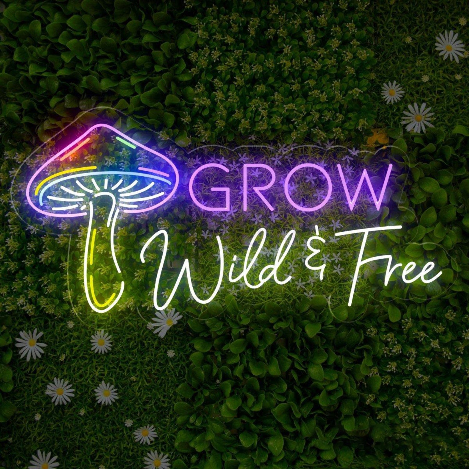 Grow Wild Free Rainbow Mushroom Led Neon Sign Home Wall Decor | Shineneon