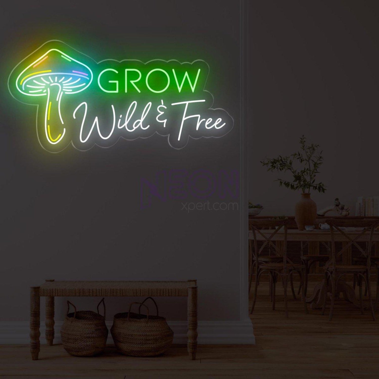 Grow Wild Free Rainbow Mushroom Led Neon Sign Home Wall Decor | Shineneon