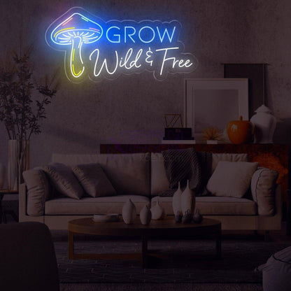 Grow Wild Free Rainbow Mushroom Led Neon Sign Home Wall Decor | Shineneon