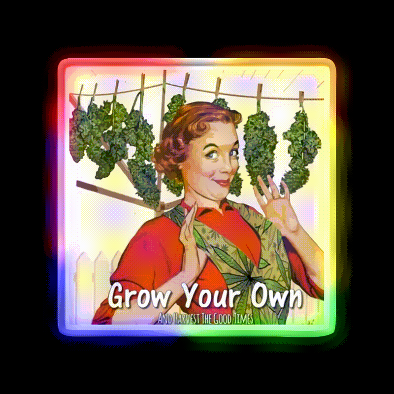 Grow Your Own Hemp Inspired Green Leaf Led Neon Sign Rgb Color - LED neon sign close-up detail