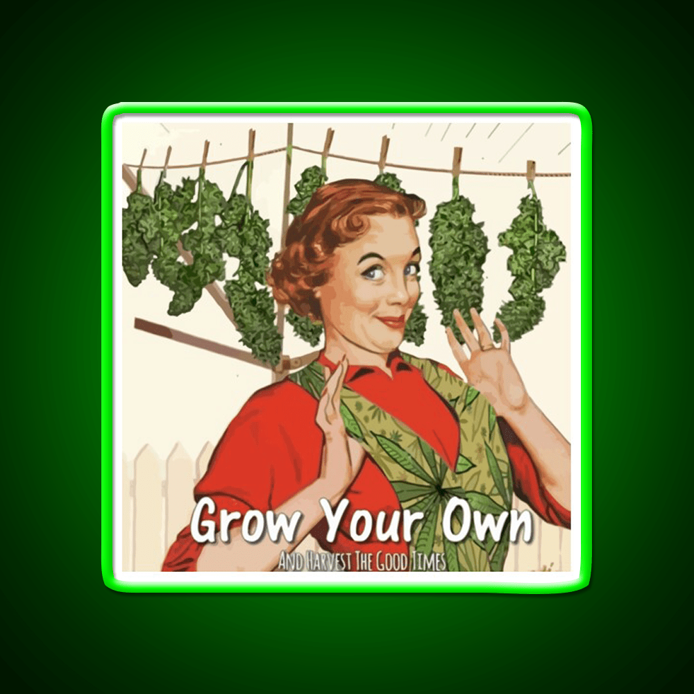 Grow Your Own Hemp Inspired Green Leaf Led Neon Sign Rgb Color - Shineneon