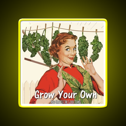 Grow Your Own Hemp Inspired Green Leaf Led Neon Sign Rgb Color - LED neon sign view 7