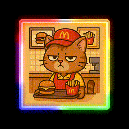 Grumpy Cat At Meowdonalds Fast Food Led Neon Sign For Burger Place Rgb Color - LED neon sign close-up detail