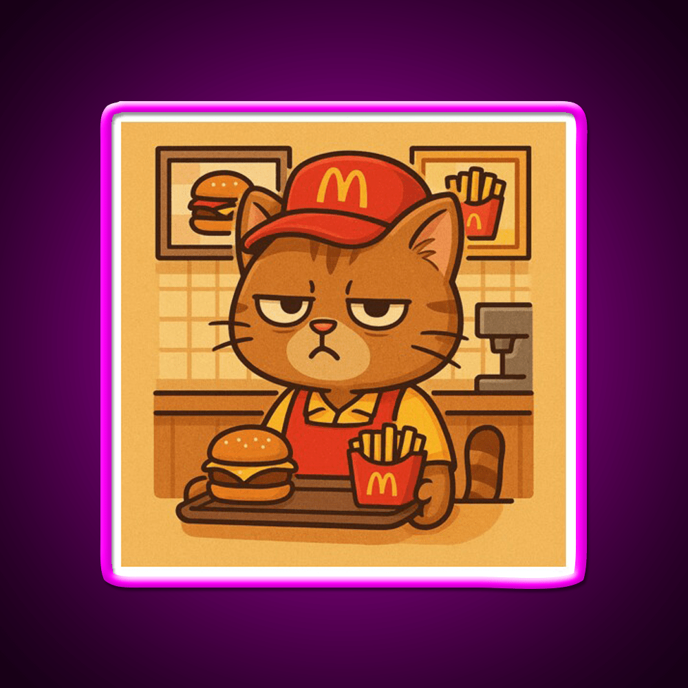 Grumpy Cat At Meowdonalds Fast Food Led Neon Sign For Burger Place Rgb Color - Shineneon