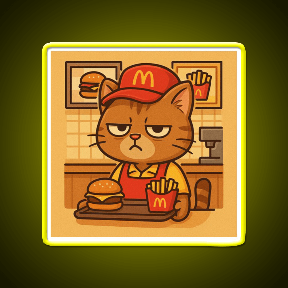 Grumpy Cat At Meowdonalds Fast Food Led Neon Sign For Burger Place Rgb Color - Shineneon