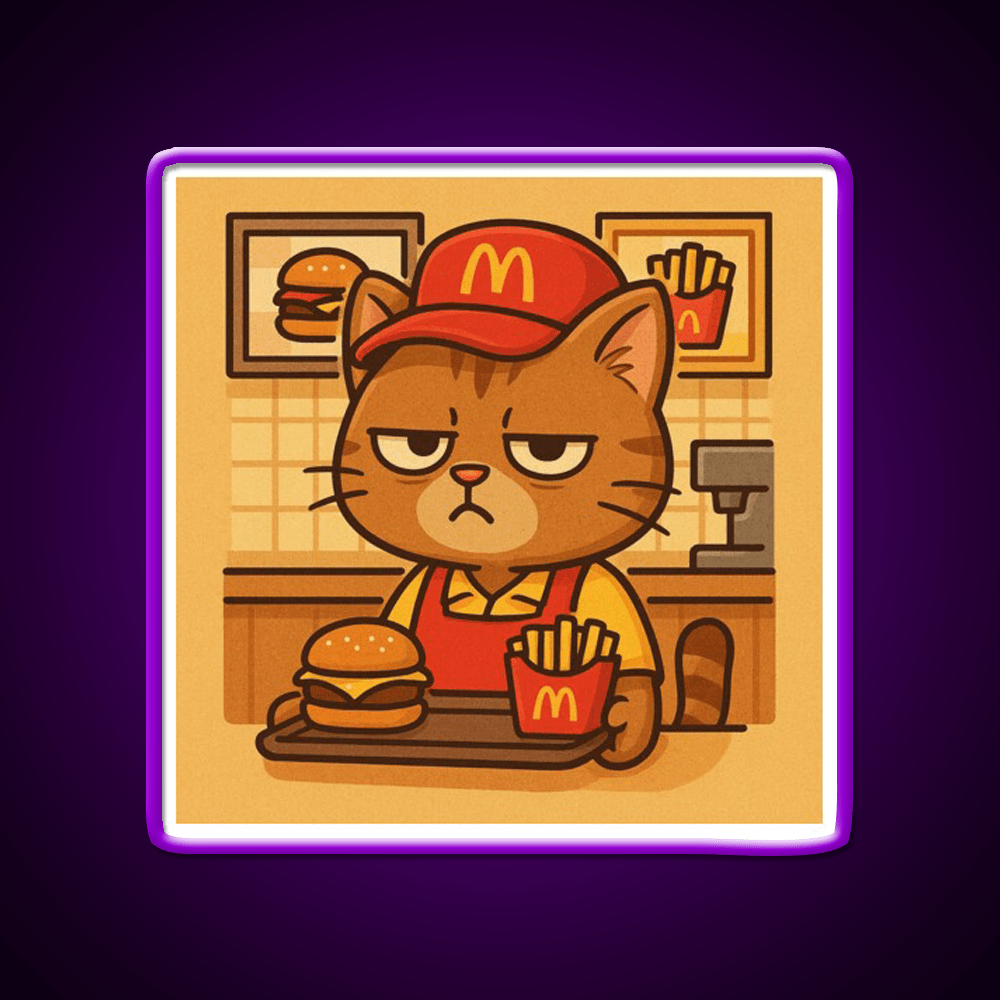 Grumpy Cat At Meowdonalds Fast Food Led Neon Sign For Burger Place Rgb Color - Shineneon